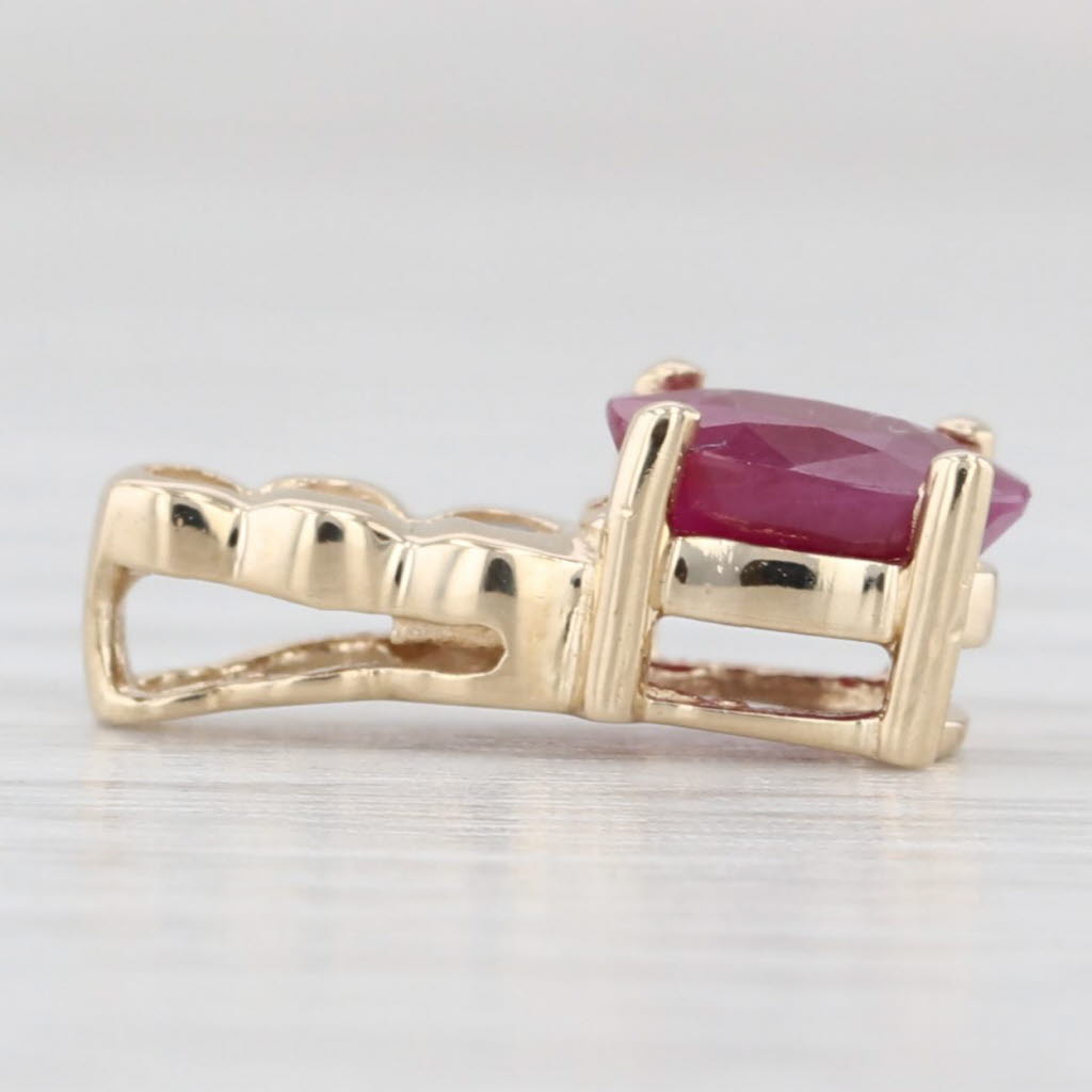 Light Gray 1.05ctw Ruby Diamond Small Drop Pendant 14k Yellow Gold