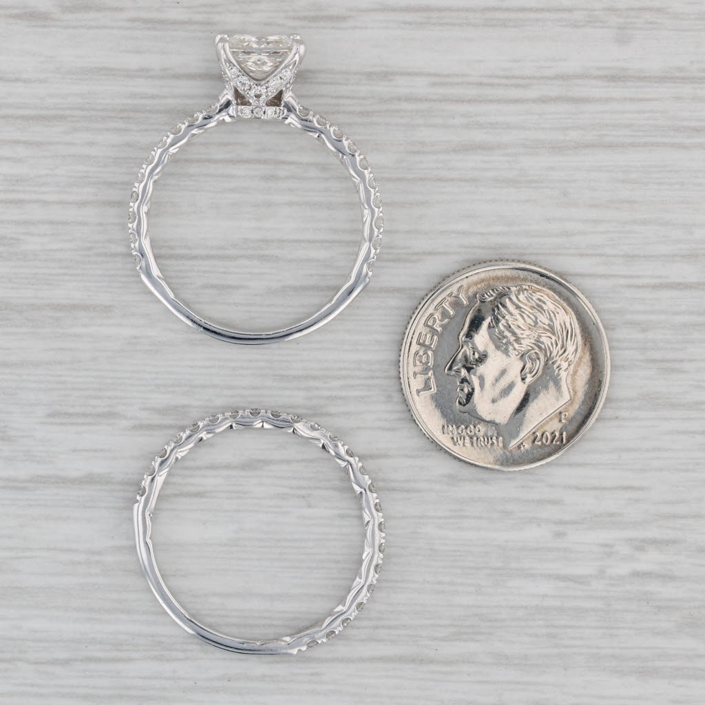 Gray 3.20ctw Diamond Engagement Ring Wedding Band Bridal Set 14k White Gold Size 6.5