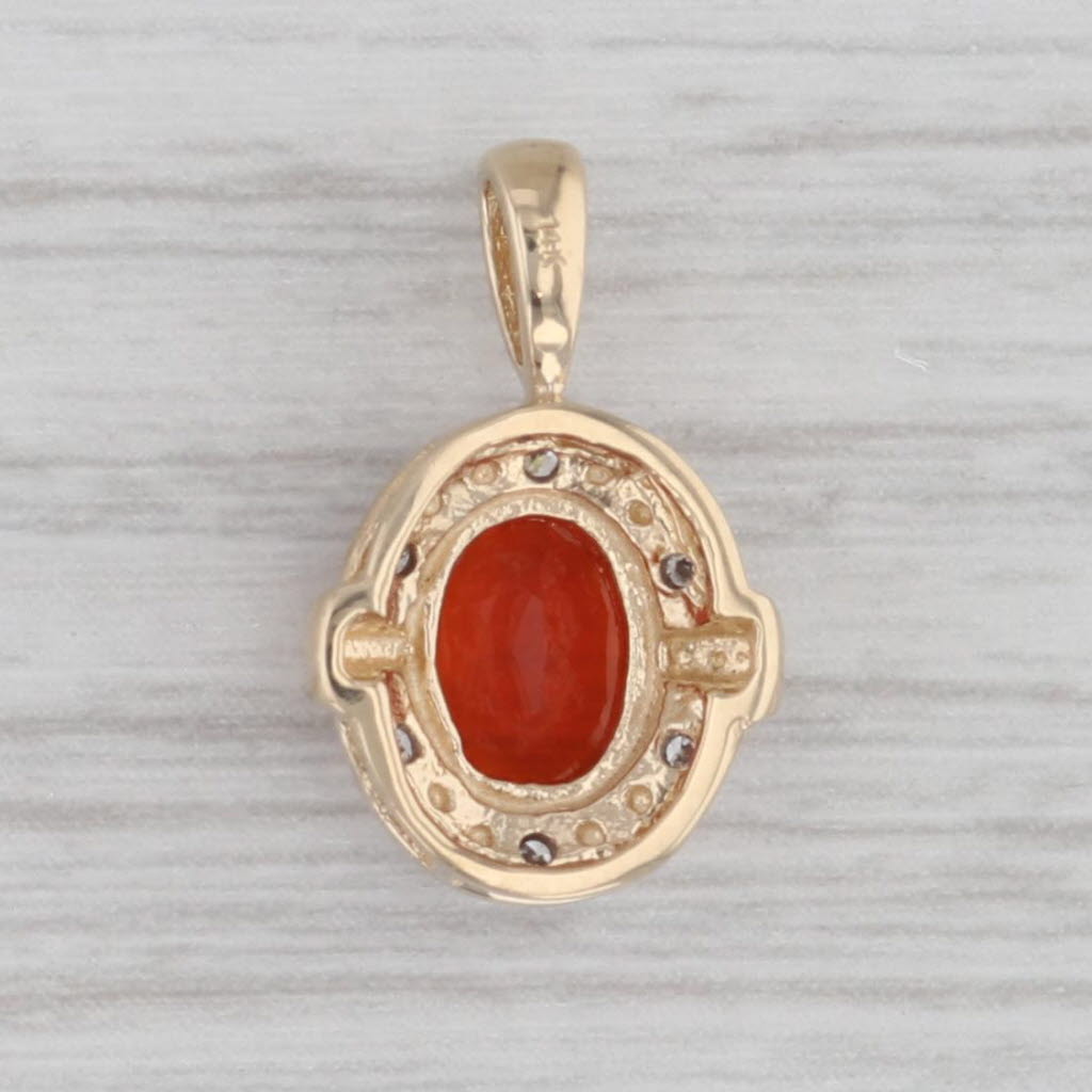 Gray 0.55ctw Fire Opal Diamond Halo Pendant 14k Yellow Gold