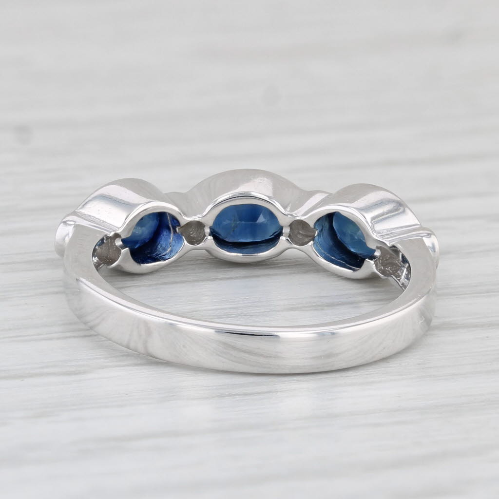 Light Gray 2.12ctw Blue Sapphire Diamond Ring 14k White Gold Size 7 Stackable Band