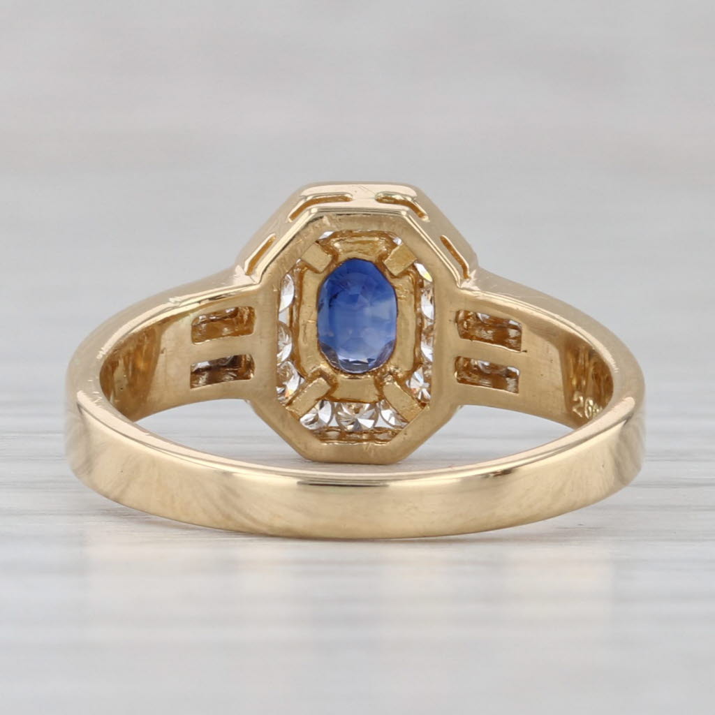 Gray 0.68ctw Blue Sapphire Diamond Halo Ring 18k Yellow Gold Size 6.5 Engagement