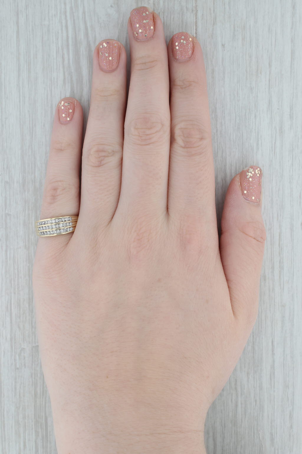 Gray 0.27ctw Diamond Ring 10K Yellow Gold Size 7.25 Wedding Band