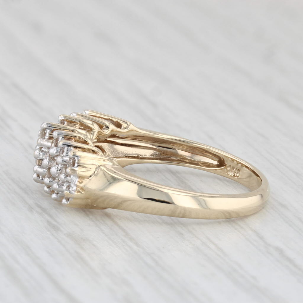 Light Gray 0.40ctw Diamond Cluster Ring 10k Yellow Gold Size 7.25 Stackable Wedding Band