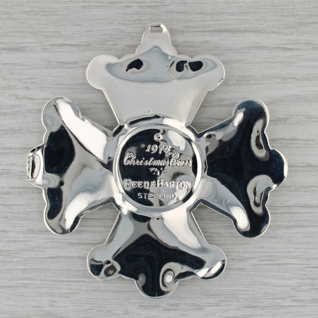 1974 Reed & Barton Christmas Cross Ornament Sterling Silver Holiday Collectible