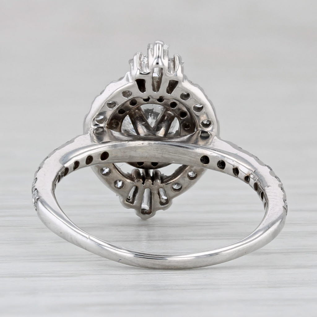 Light Gray 1ctw Round Diamond Halo Engagement Ring 14k White Gold Size 5.25