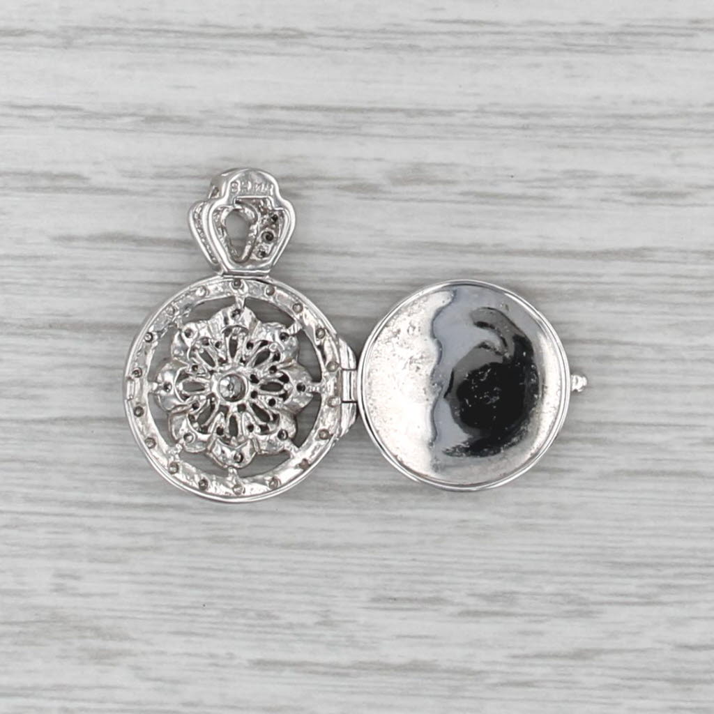0.28ctw Diamond Flower Diffuser Locket Pendant 14k Gold for Scent Perfume Oil