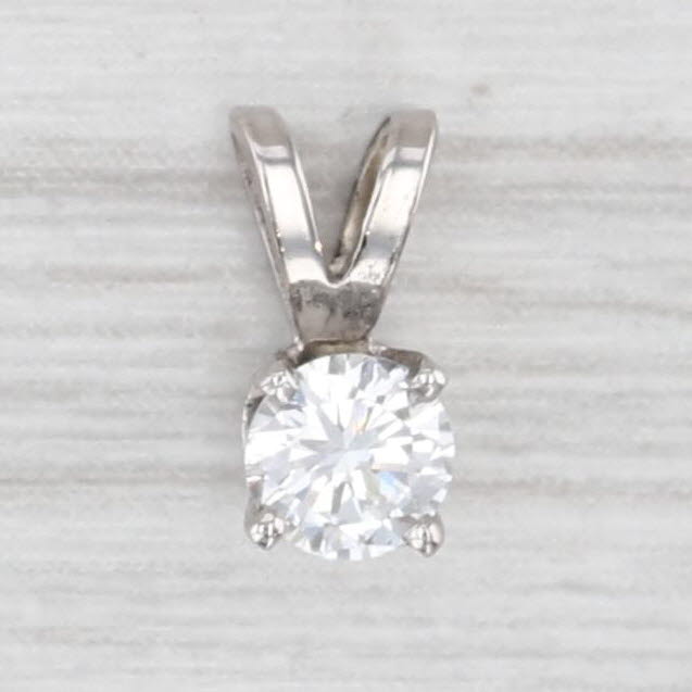 Light Gray New 0.25ct VS2 Round Solitaire Small Drop Pendant 14k White Gold