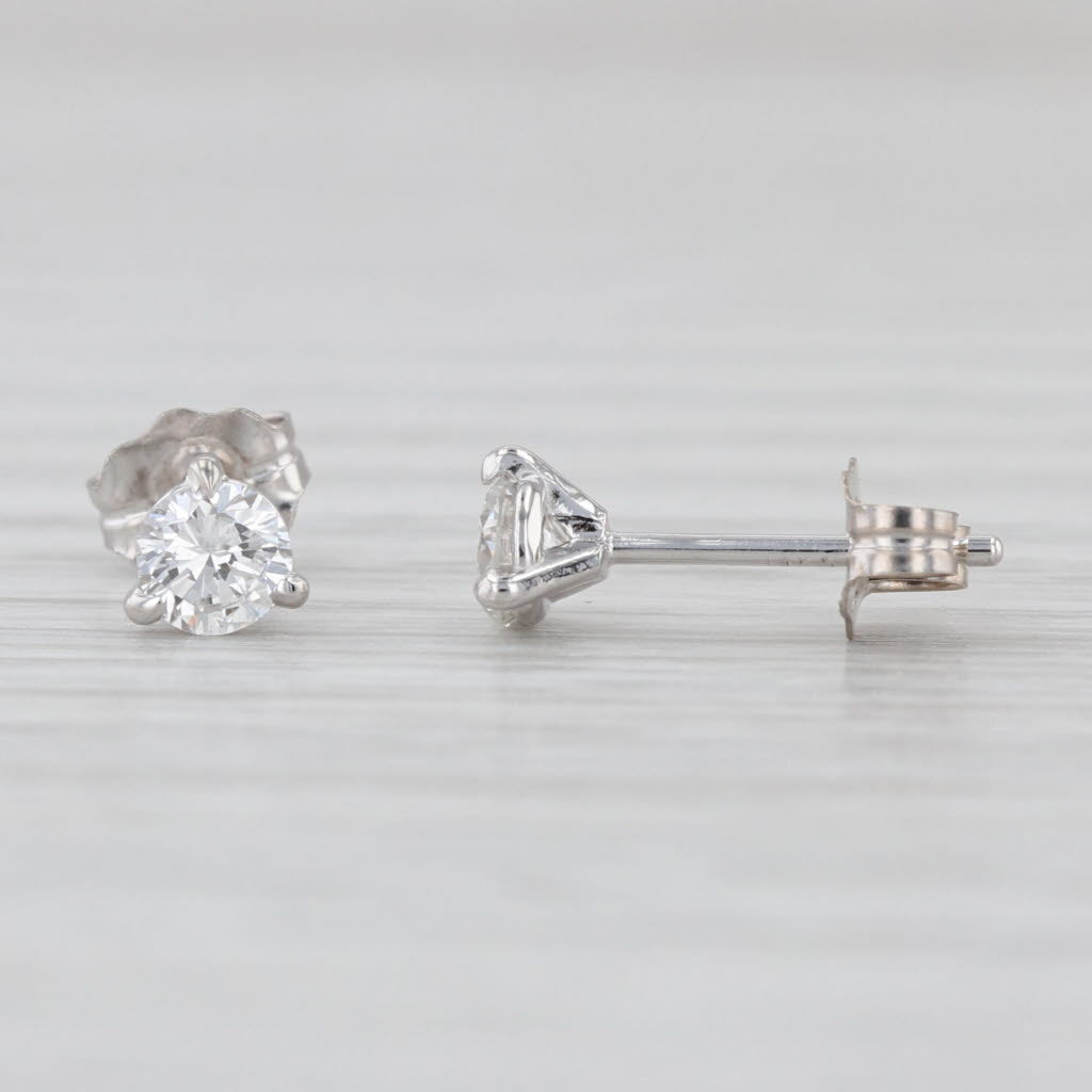 New 0.39ctw Diamond Stud Earrings 14k White Gold Round Solitaire Studs