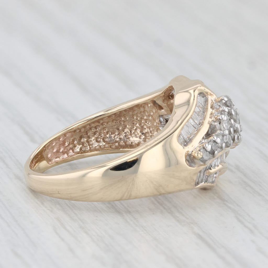 Light Gray 1ctw Diamond Cluster Ring 10k Yellow Gold Size 7.25