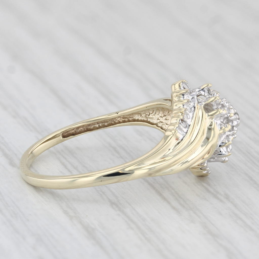 Light Gray Diamond Cluster Ring 10k Yellow Gold Size 7.25 Bypass