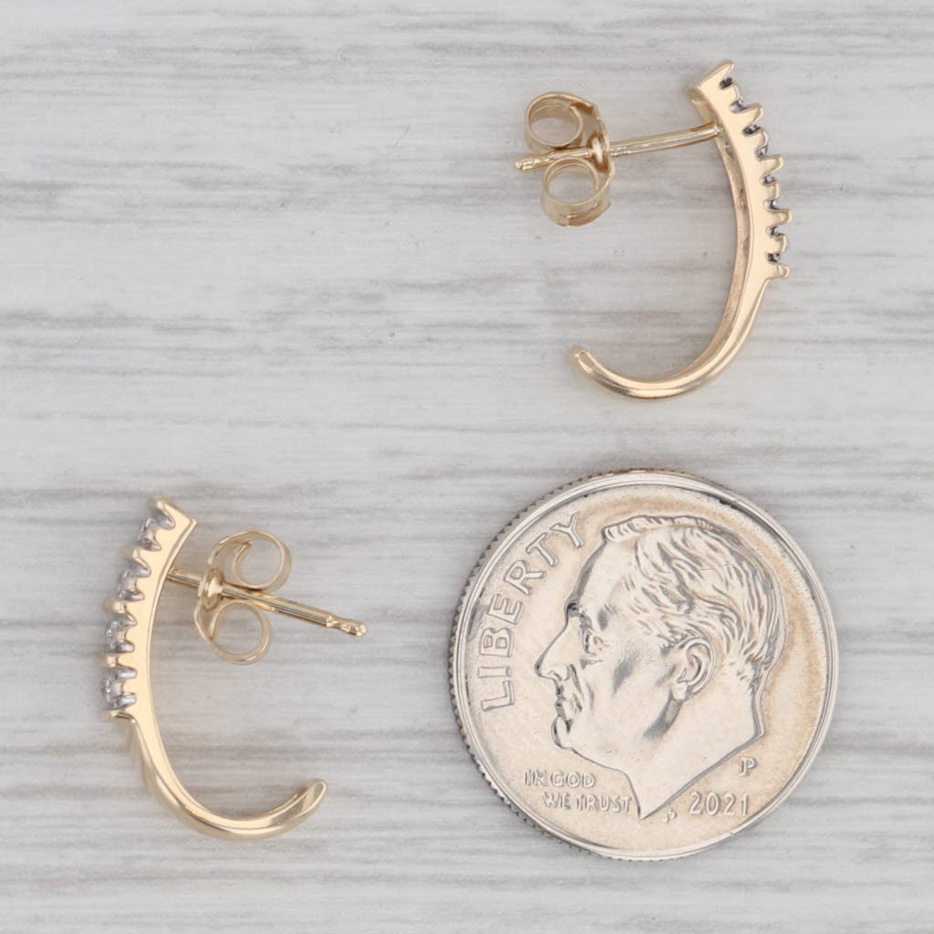 Gray 0.23ctw Diamond J-Hook Earrings 14k Yellow Gold Drops