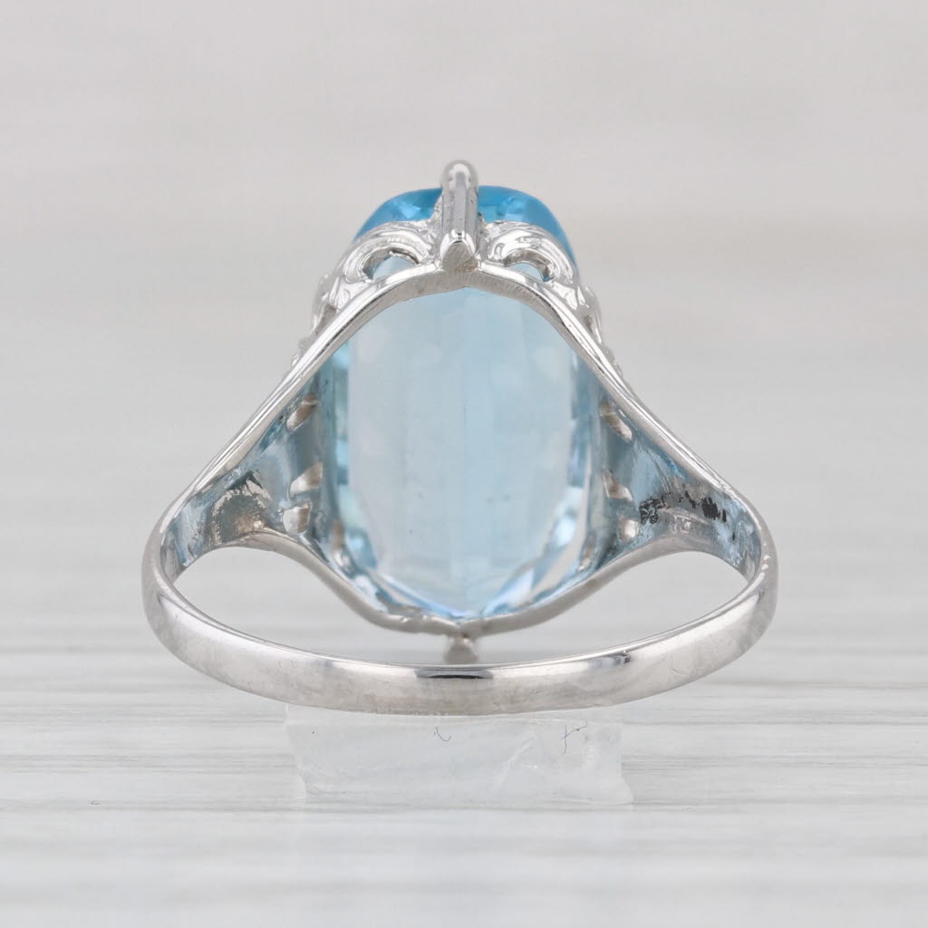 2.90ct Blue Topaz Solitaire Ring Art Deco Ostby Barton 14k White Gold Size 5.25