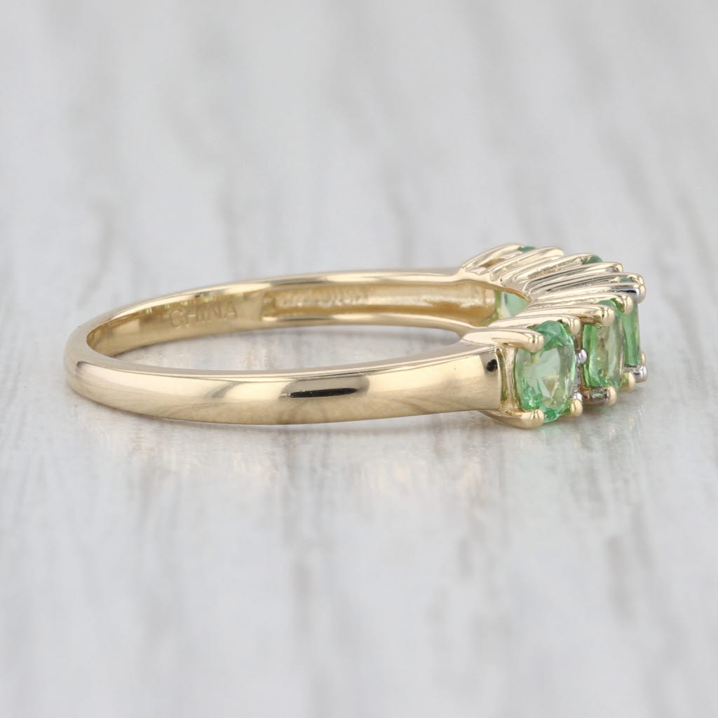 1.14ctw Mint Green Garnet Diamond Ring 14k Yellow Gold Size 8 Stackable