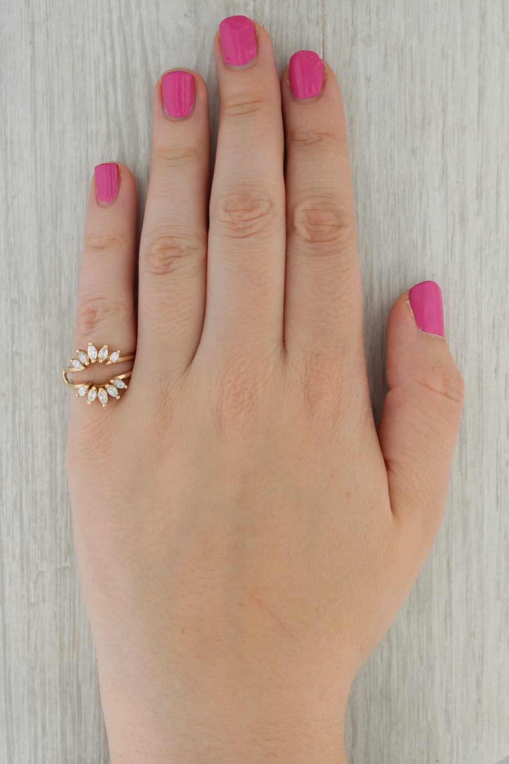 Rosy Brown 0.60ctw Diamond Ring Jacket Wrap 14k Yellow Gold Size 7.75 Wedding Band