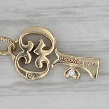 Gabriel & Co Cable Chain Padlock Key Bracelet 14k Gold 6.75" Starter Charm