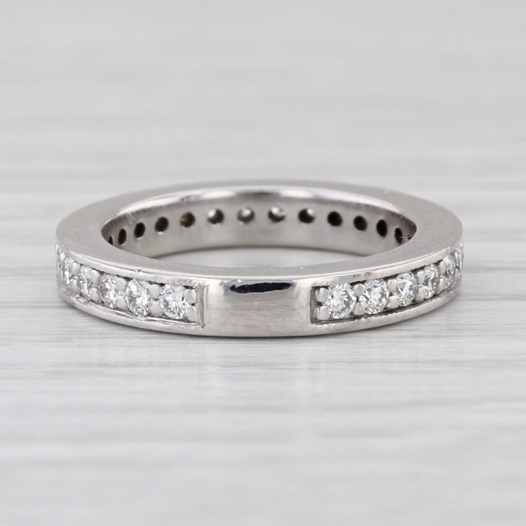 0.54ctw Diamond Wedding Ring 14k White Gold Size 4.5 Stackable Anniversary Band