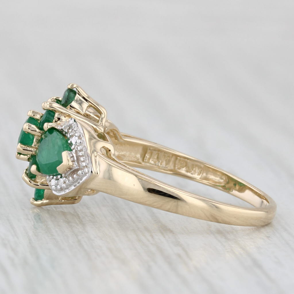 Light Gray 1.34ctw Emerald Cluster Diamond Ring 14k Yellow Gold Size 6