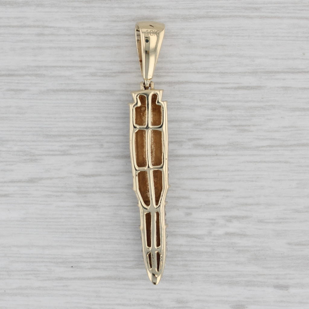 Gray 0.48ctw Diamond Bullet Pendant 10k Yellow Gold Statement