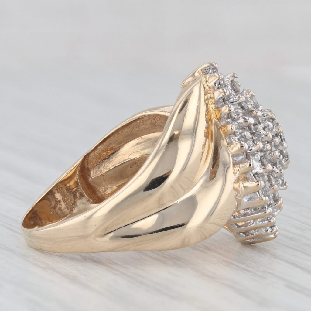 Gray 1ctw Diamond Cluster Ring 14k Yellow Gold Size 8 Bypass Cocktail