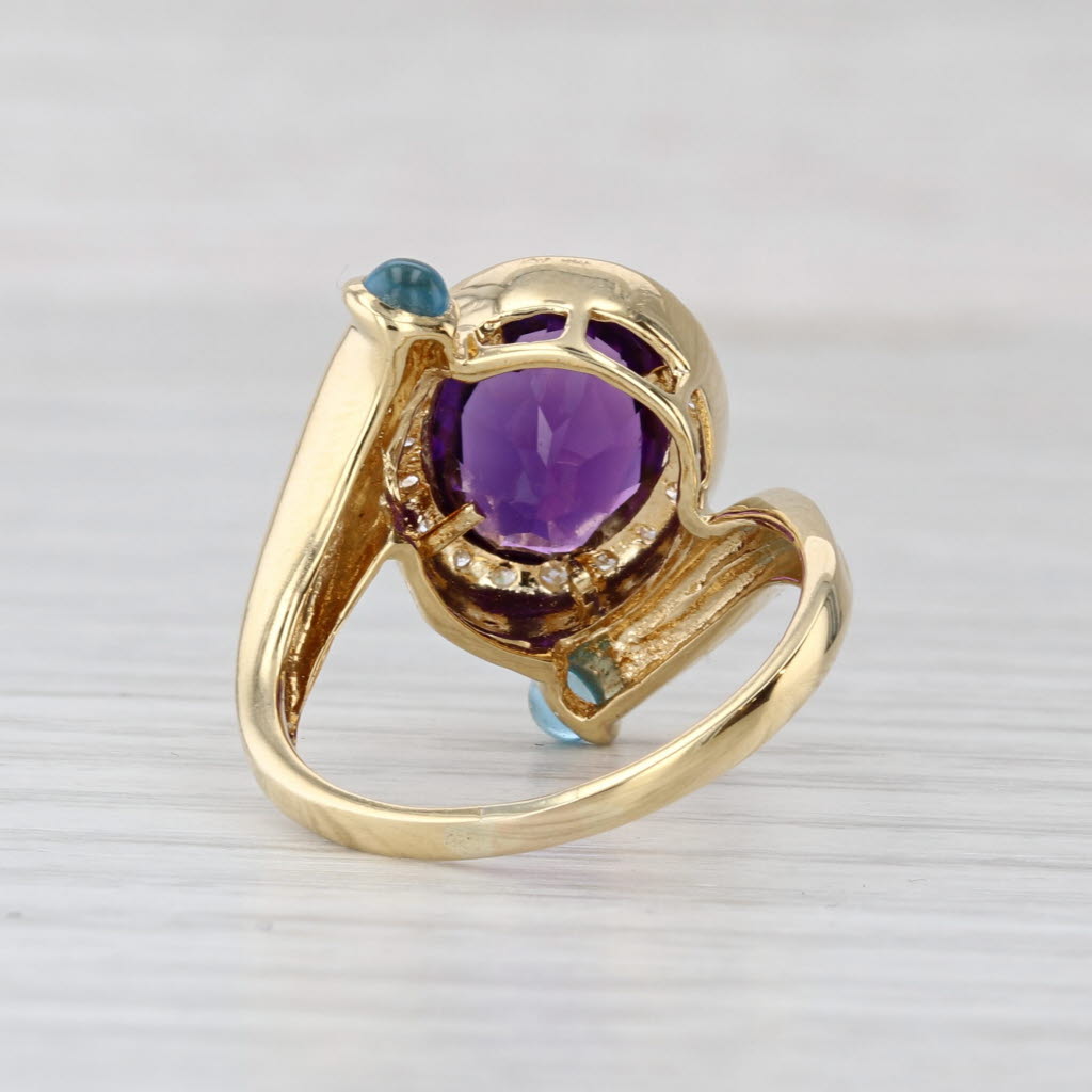 2.82ctw Amethyst Topaz Diamond Bypass Ring 18k Yellow Gold Size 8 Cocktail
