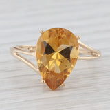 5.50ct Citrine Pear Solitaire Ring 10k Yellow Gold Size 9.25