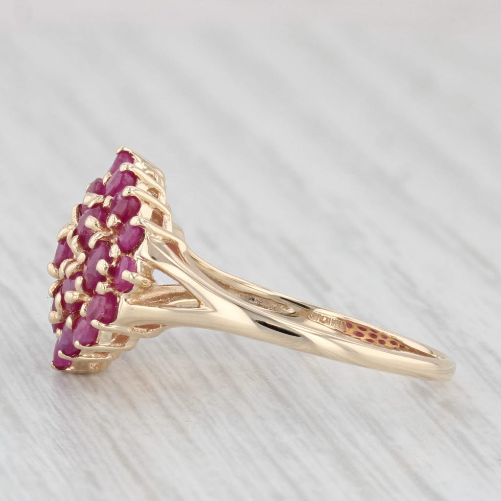 Light Gray 1.75ctw Ruby Cluster Ring 10k Yellow Gold Size 8 Cocktail