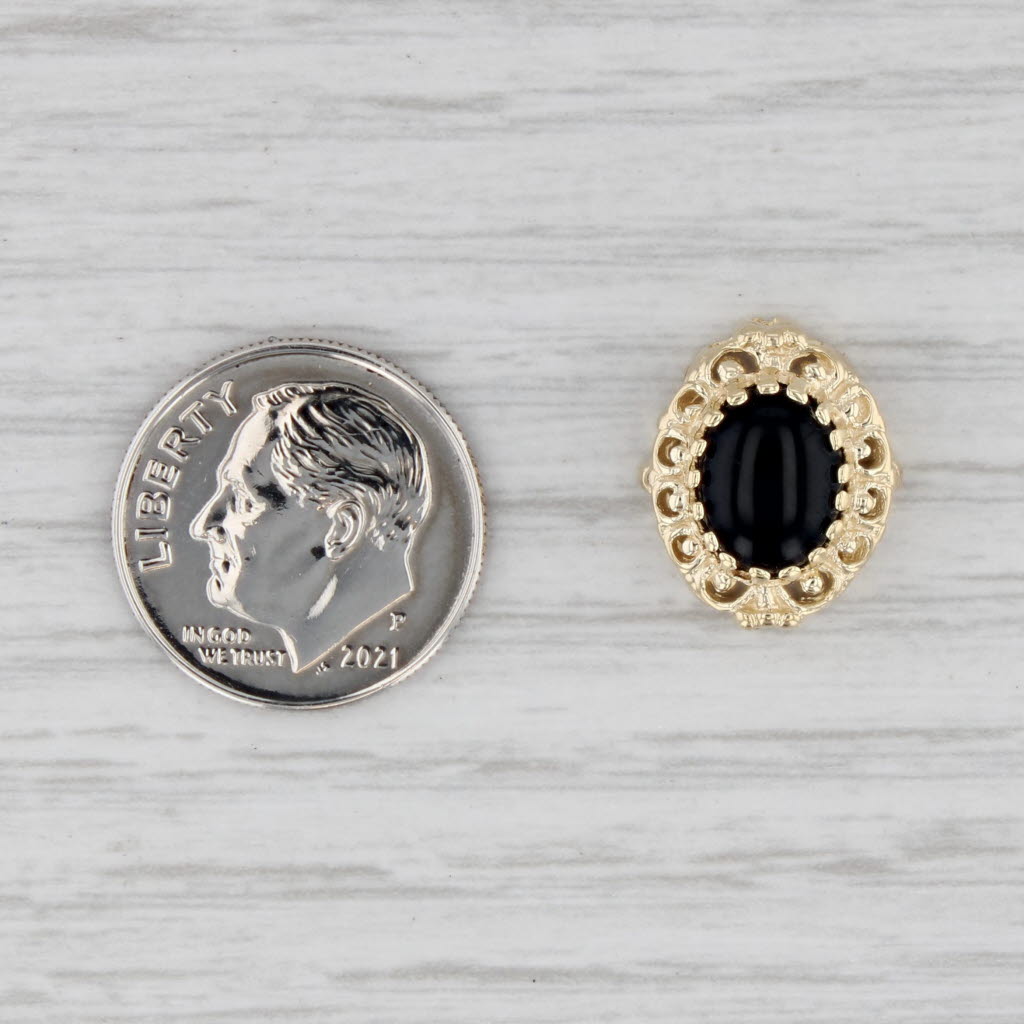 Light Gray Vintage Onyx Slide Bracelet Charm 14k Yellow Gold OMG