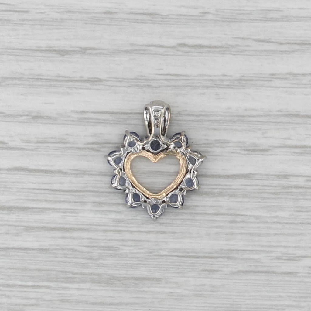 1.24ctw Tanzanite Diamond Open Heart Pendant 14k Rose White Gold Small Drop