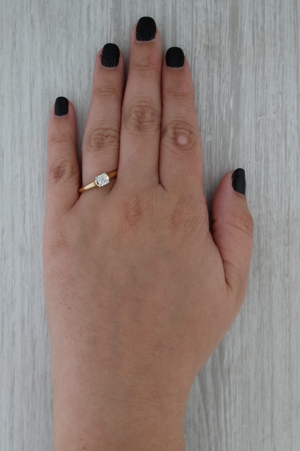 0.52ct Diamond Solitaire Engagement Ring 18k Yellow White Gold Size 10.25