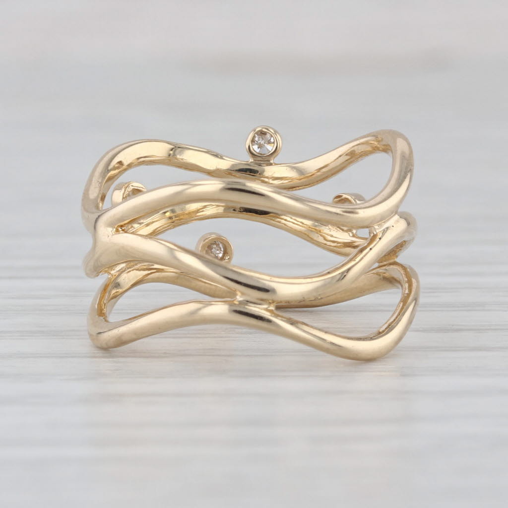 Diamond Orbit Contoured Bands Ring 14k Yellow Gold Size 6.25