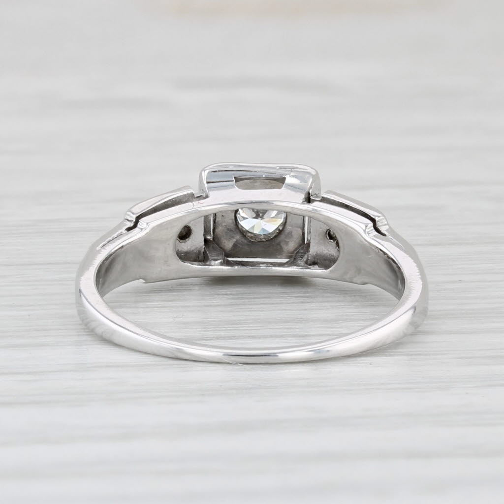 Light Gray 0.18ctw Diamond Engagement Ring 18k White Gold Size 5 Vintage