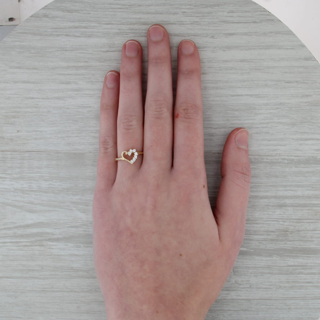Cubic Zirconia Open Heart Ring 10k Yellow Gold Size 6.75