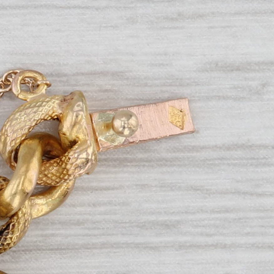 Gray Antique Curb Chain Bracelet 22k Yellow Gold 7.25" 5.7mm Box Clasp Safety Chain