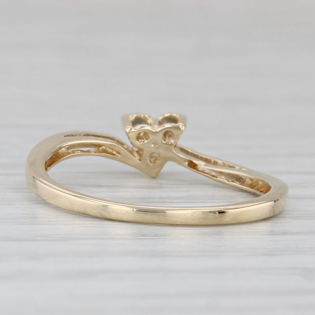 Gray Diamond Small 3-Stone Flower Bypass Ring 10k Yellow Gold Size 7