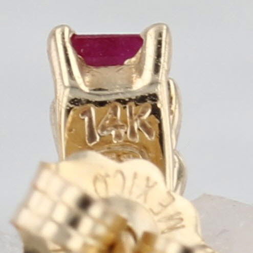 1.01ctw Ruby Diamond J-Hook Earrings 14k Yellow Gold Drops