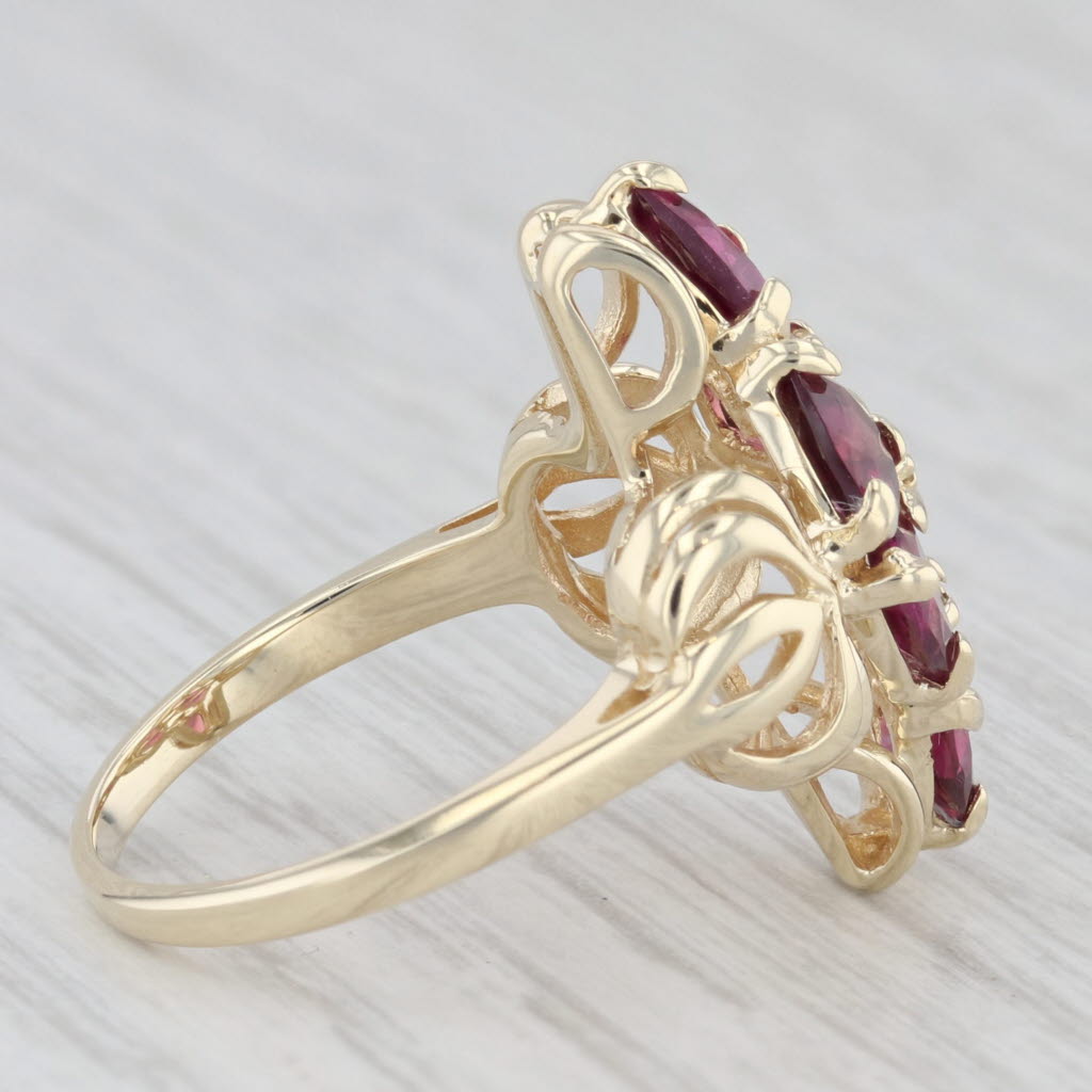 Light Gray 1.50ctw Rhodolite Garnet Cluster Ring 10k Yellow Gold Size 6.25 Diamond Accent