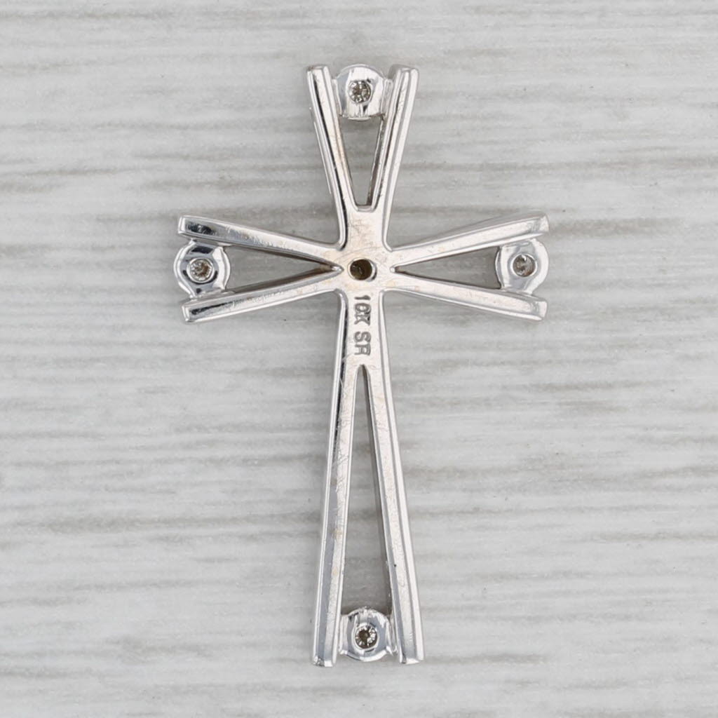 Gray Diamond Accented Tapering Cross Pendant 10k White Gold