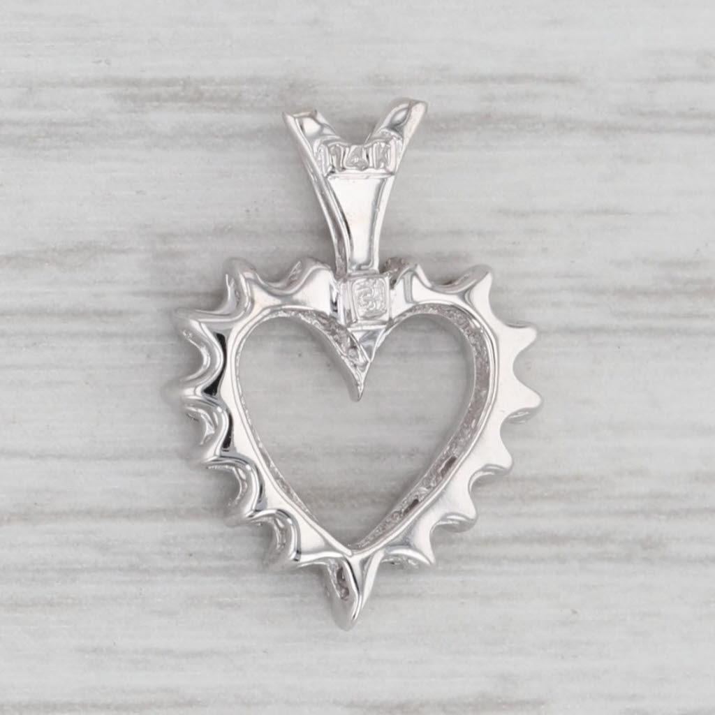 Gray 0.23ctw Diamond Open Heart Pendant 14k White Gold Small Drop