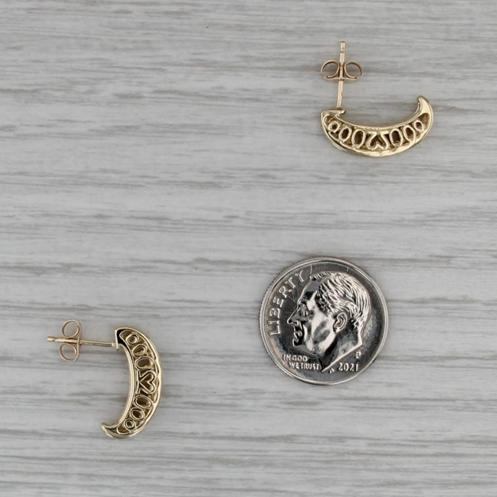 0.20ctw Diamond Journey Earrings 14k Yellow Gold Heart Accents J-Hook Drops