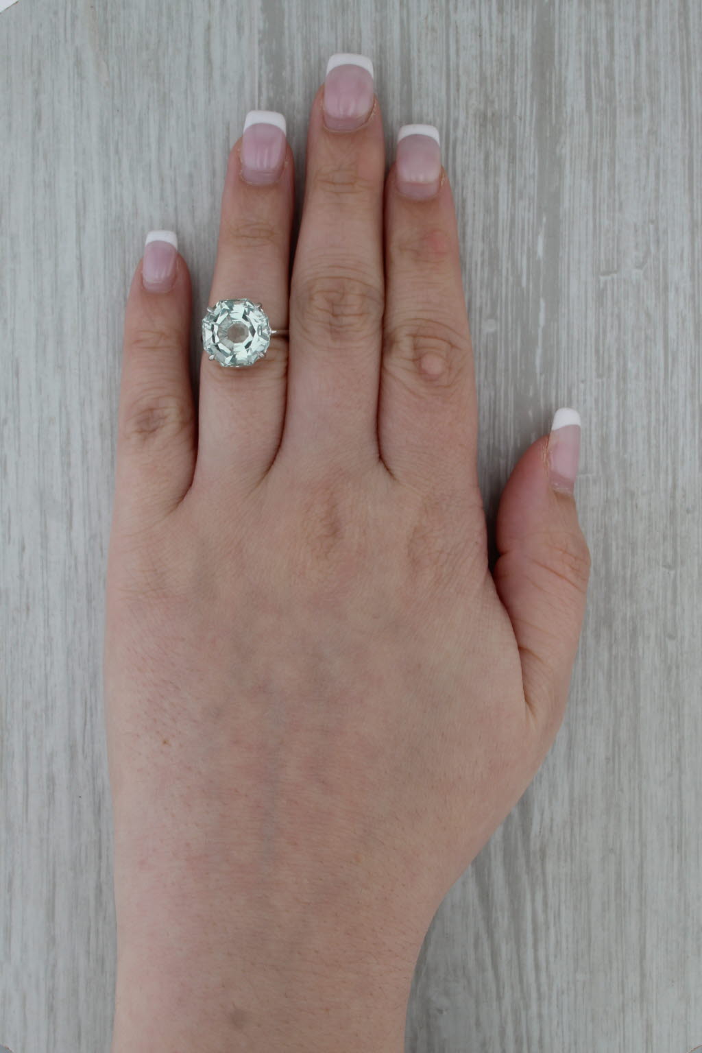 Tiffany Prasiolite Green Amethyst Ring w/ Box Sterling Silver Size 5.25