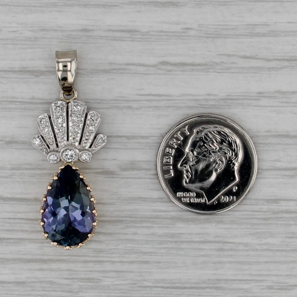 4.69ctw Tanzanite Teardrop Diamond Pendant 14k Yellow White Gold