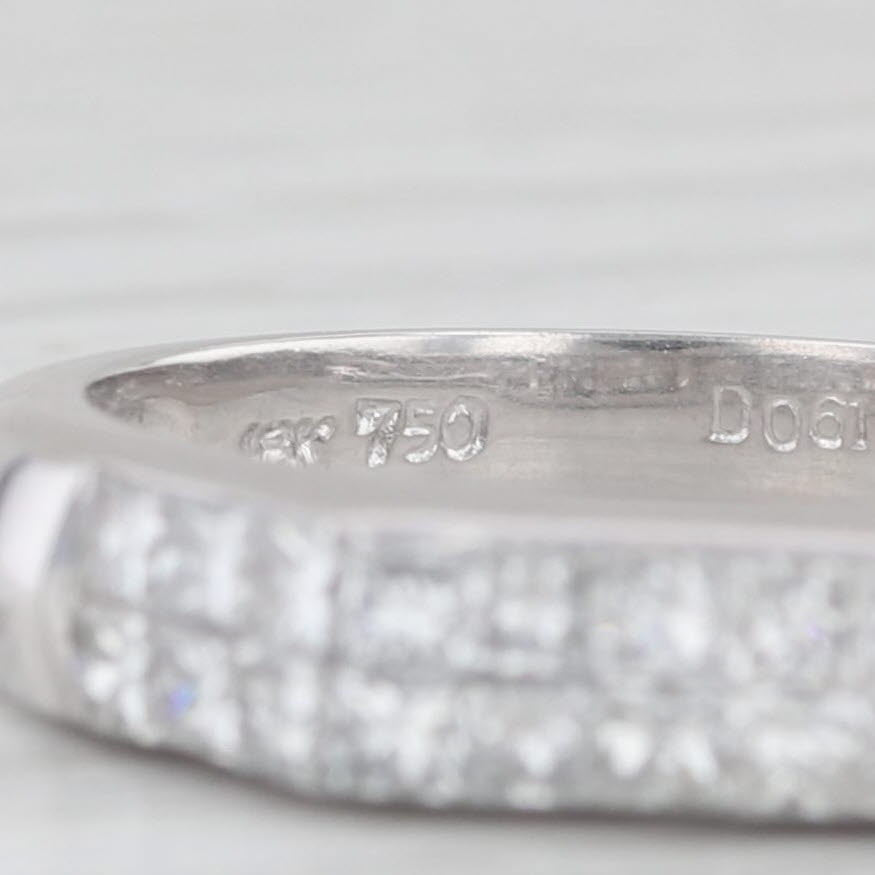 Light Gray 0.61ctw Princess Diamond Ring 18k White Gold Size 4.5 Stackable Wedding Band