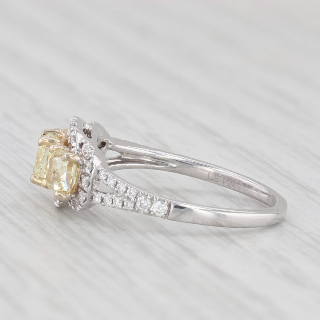 Light Gray Le Vian 0.93ctw Yellow White Diamond Engagement Ring 14k Gold 3-Stone Princess