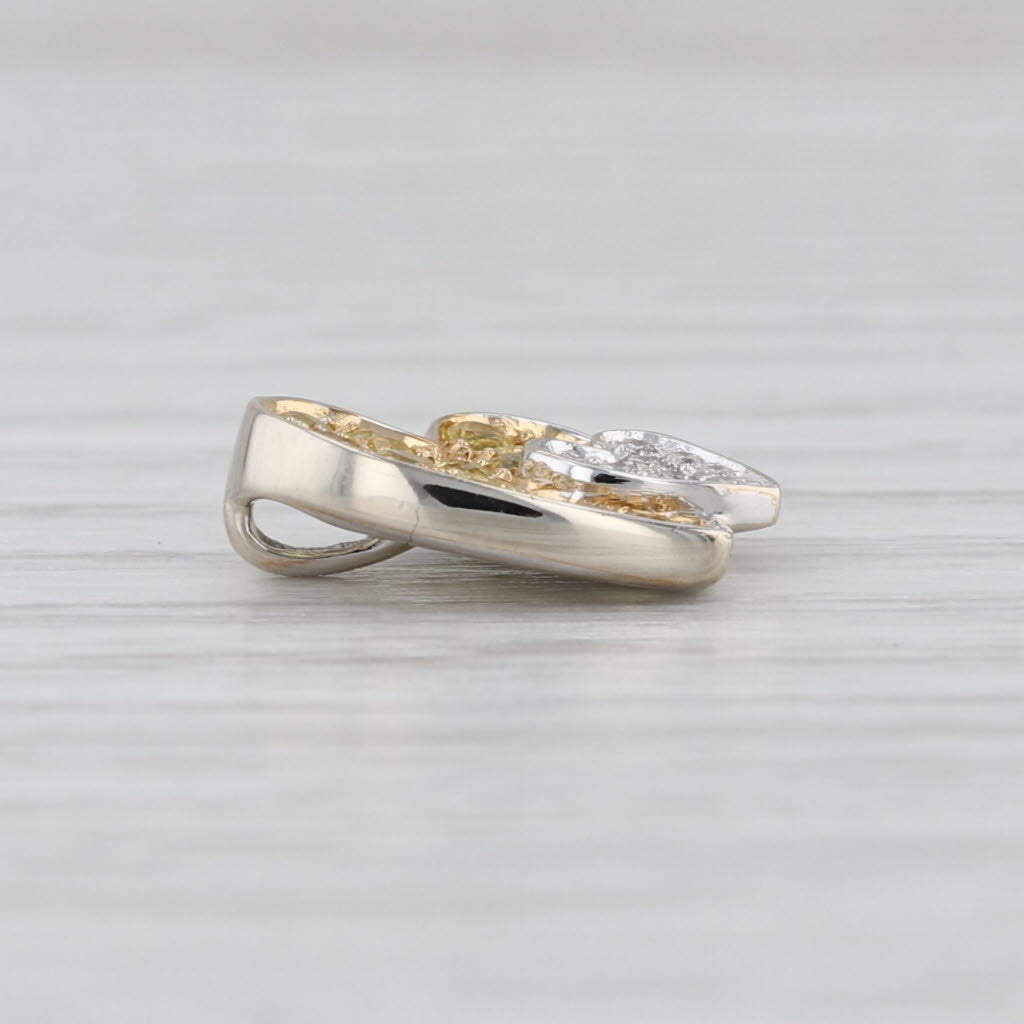 0.49ctw Yellow Sapphire Diamond Heart Pendant 14k White Gold Small Drop