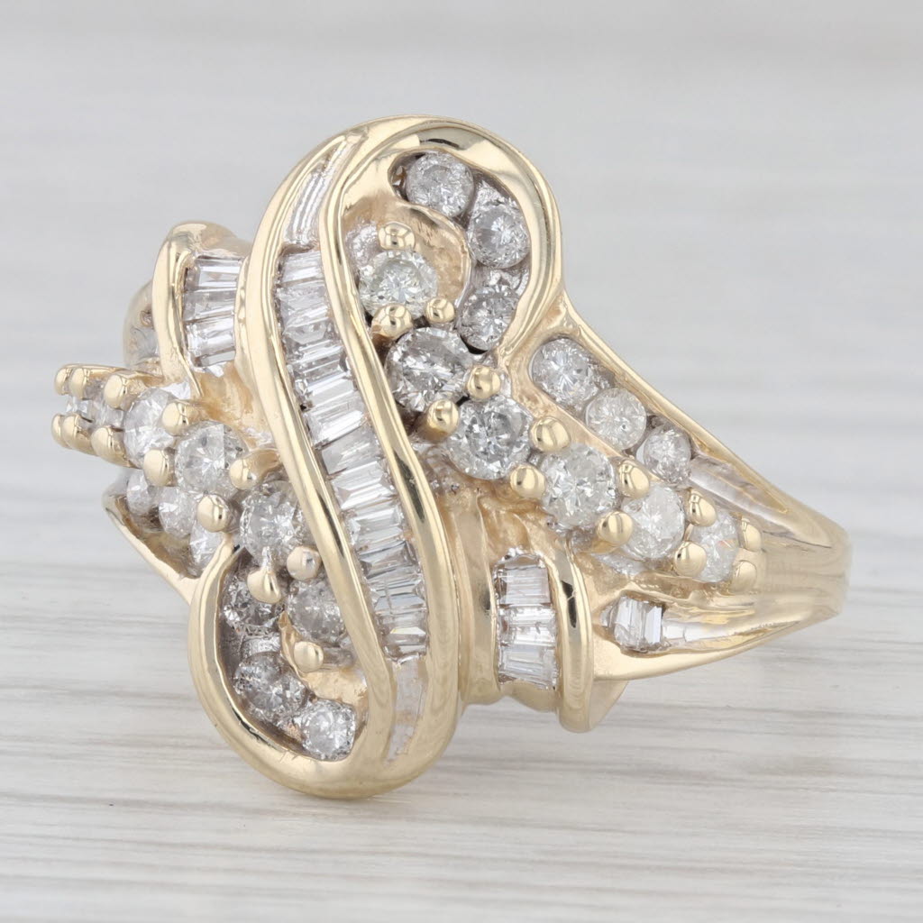 Gray 0.85ctw Diamond Bypass Ring 14k Yellow Gold Size 10.75