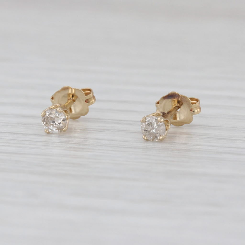 0.23ctw Small Diamond Stud Earrings 14k Gold Round Solitaire Studs Screw Back