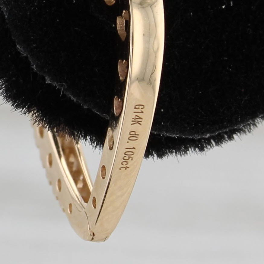 Gray New 0.21ctw Diamond Heart Hoop Earrings 14k Yellow Gold Snap Top Hoops