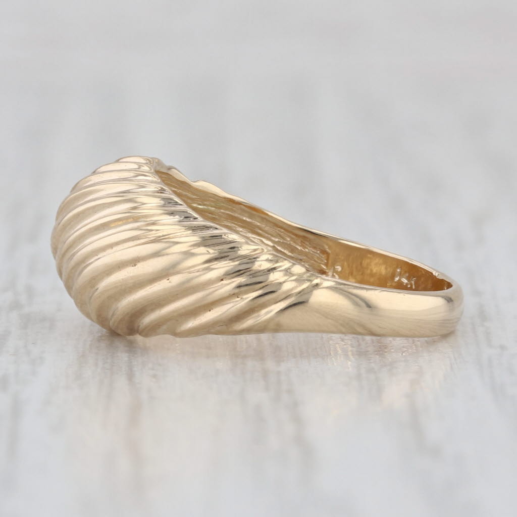 Domed Scalloped Croissant Ring 14k Yellow Gold Size 5.75