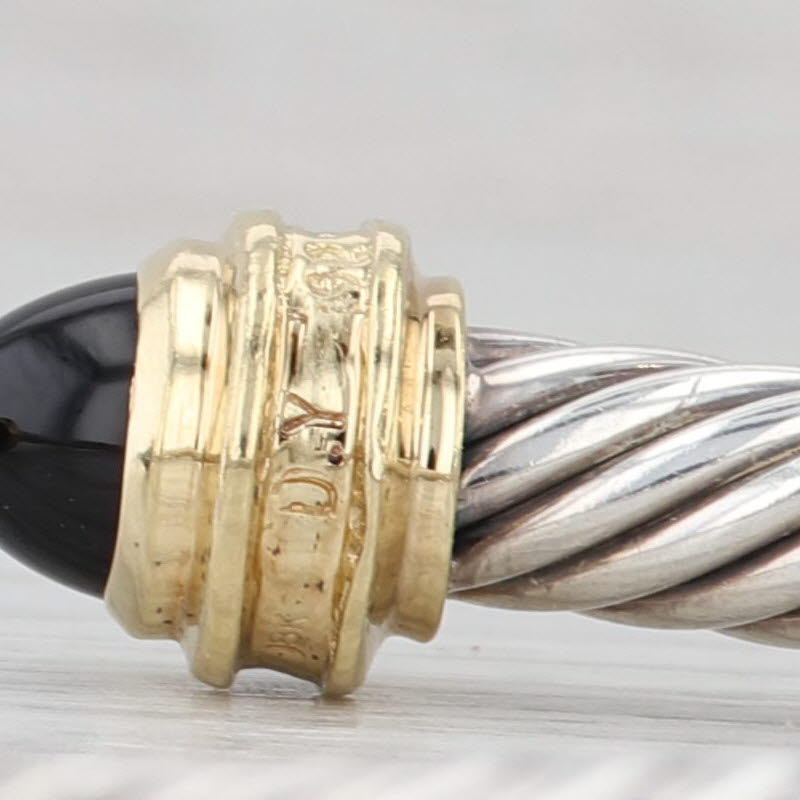 Light Gray David Yurman Onyx Diamond Cuff Bracelet Sterling Silver 18k Gold 6.5" 5mm