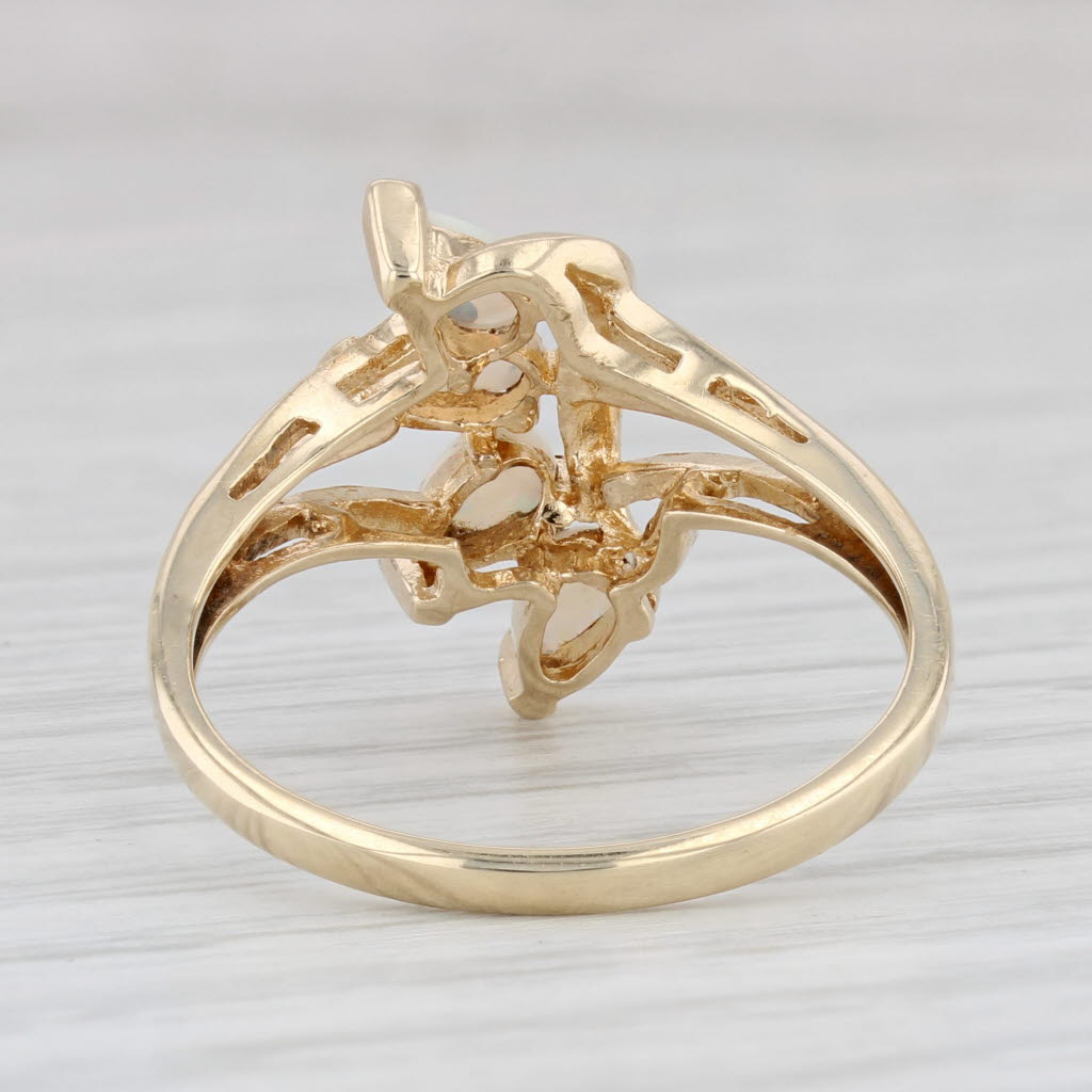 Light Gray Pear Opal Cluster Ring 10k Yellow Gold Size 9.25